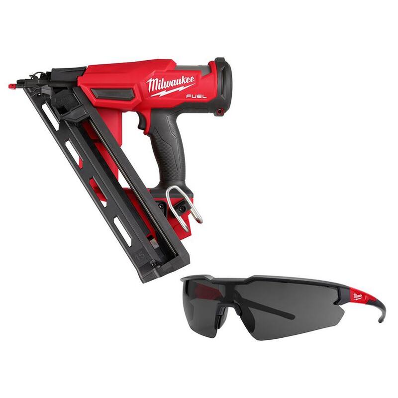 Milwaukee M18 FUEL 18-Volt Lithium-Ion Brushless Cordless Gen 2 Clavadora para Acabados de 15GA, Solo Herramienta con Lentes de Seguridad Antirrayaduras Tintadas - 2839-20-48-73-2015