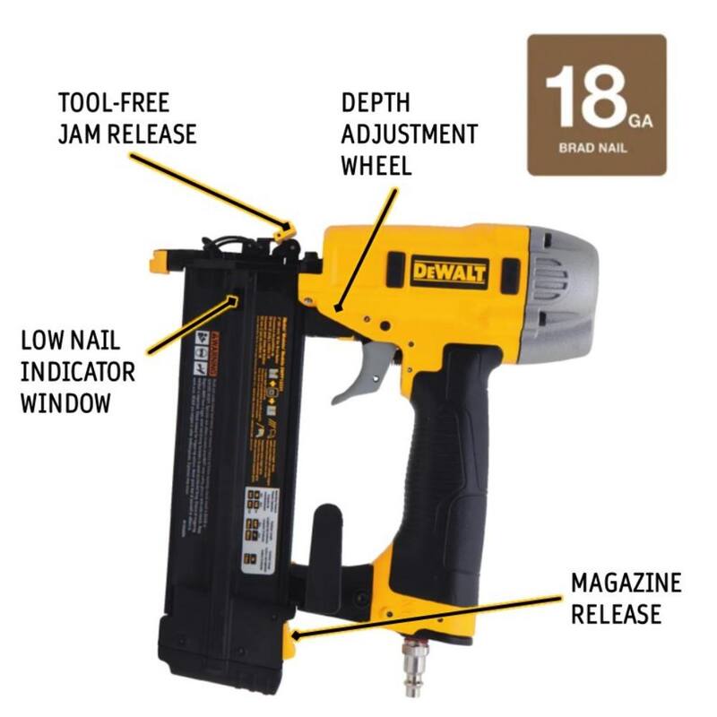 DEWALT Clavadora neumática de 18 calibres de 2 pulgadas con estuche de transporte - DWFP12231