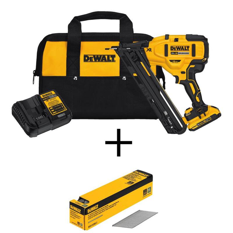 Kit de Clavadora Inalámbrica DEWALT 20V MAX XR de Iones de Litio de 15-Gauge y Clavos de Acabado Angulados de 2 pulgadas de 15-Gauge (2500 Piezas) - DCN650D1W200-2