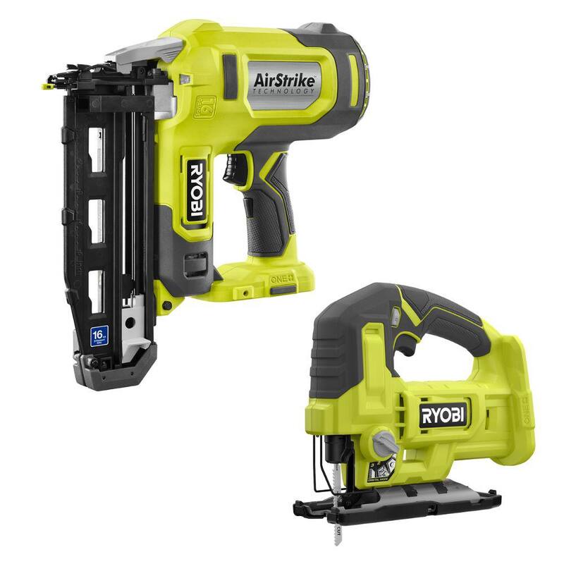RYOBI ONE+ 18V 16-Calibre Inalámbrico AirStrike Clavadora de Acabado con Sierra de Calar Inalámbrica (Herramientas Únicamente) - P326-PCL525B