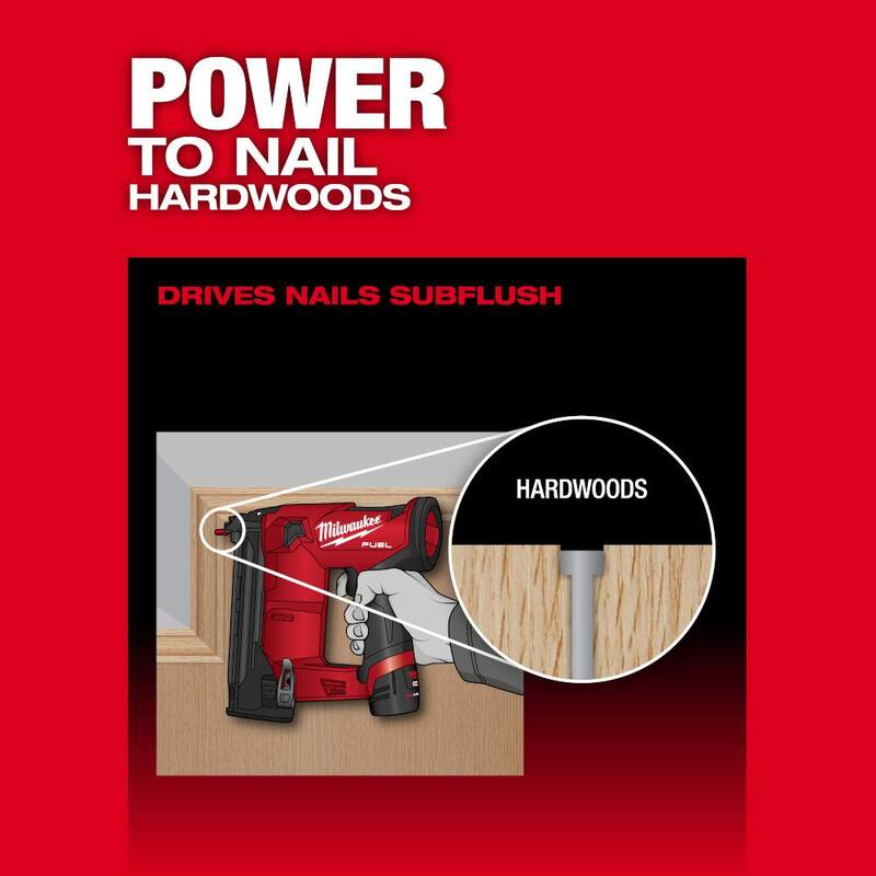 Milwaukee M12 FUEL Clavadora de Clavos Brad Compacta de 18 Ga 1-1/2 inalámbrica de Iones de Litio de 12 Voltios sin Escobillas con Clavadora de Pines de 23 Ga (Herramienta Únicamente) - 2541-20-2540-20
