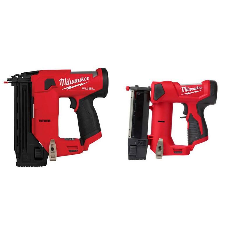 Milwaukee M12 FUEL Clavadora de Clavos Brad Compacta de 18 Ga 1-1/2 inalámbrica de Iones de Litio de 12 Voltios sin Escobillas con Clavadora de Pines de 23 Ga (Herramienta Únicamente) - 2541-20-2540-20