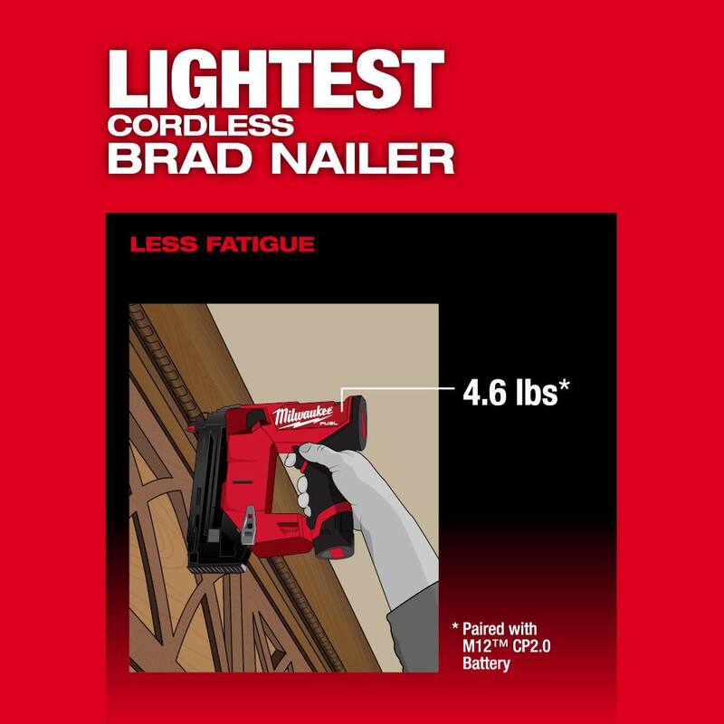 Milwaukee M12 FUEL Clavadora de Clavos Brad Compacta de 18 Ga 1-1/2 inalámbrica de Iones de Litio de 12 Voltios sin Escobillas con Clavadora de Pines de 23 Ga (Herramienta Únicamente) - 2541-20-2540-20