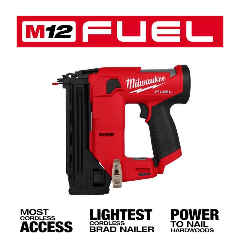 Milwaukee M12 FUEL Clavadora de Clavos Brad Compacta de 18 Ga 1-1/2 inalámbrica de Iones de Litio de 12 Voltios sin Escobillas con Clavadora de Pines de 23 Ga (Herramienta Únicamente) - 2541-20-2540-20