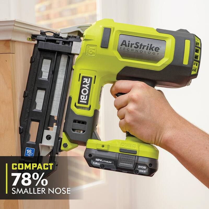 RYOBI ONE+ 18V Clavadora de acabado sin cable AirStrike de calibre 16 con multi-herramienta inalámbrica (Herramientas solamente) - P326-PCL430B