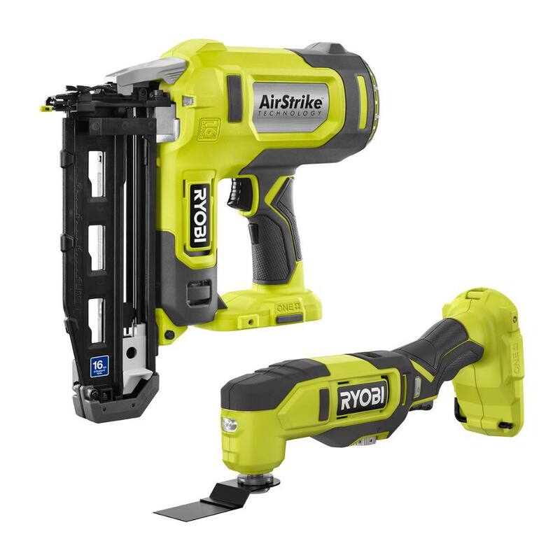 RYOBI ONE+ 18V Clavadora de acabado sin cable AirStrike de calibre 16 con multi-herramienta inalámbrica (Herramientas solamente) - P326-PCL430B