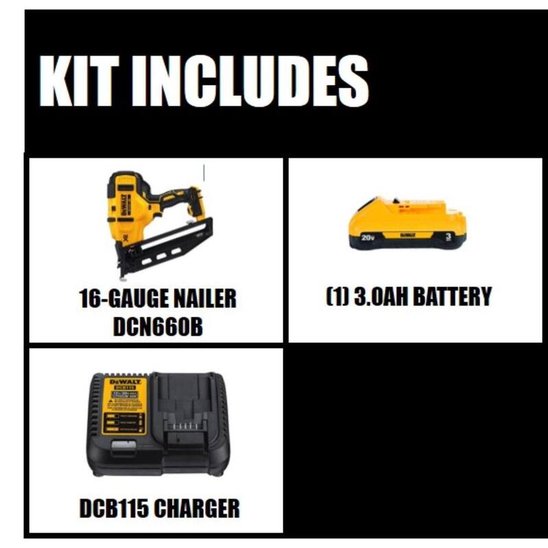 DEWALT 20V MAX XR Clavadora angular inalámbrica de acabado con batería de 3.0Ah y cargador - DCN660BW230C