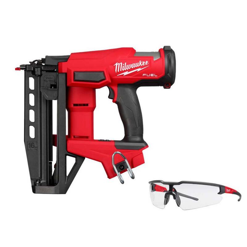 Clavadora de acabado recto Milwaukee M18 FUEL de 18 voltios de 16 calibres inalámbrica sin escobillas de iones de litio Gen ll (Herramienta solamente) con lentes de seguridad - 3020-20-48-73-2010.