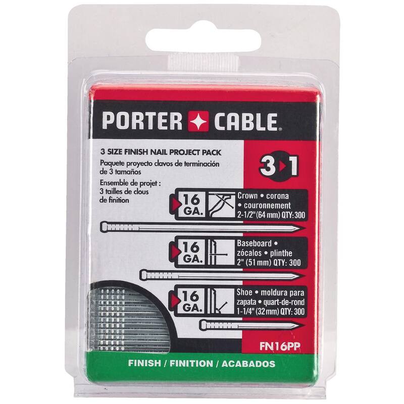 Kit de clavadora neumática de calibre 16 de 2-1/2 pulgadas y paquete de proyecto de clavos de acabado de calibre 16 (900 por caja) - FN250C con FN16PP