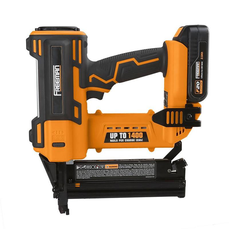 Freeman Kit Inalámbrico de Clavadora/Grampadora de 18-Gauge 2 en 1 de 20 Voltios con sujetadores (400 piezas) - 1400 disparos por carga - PE20V2118G2