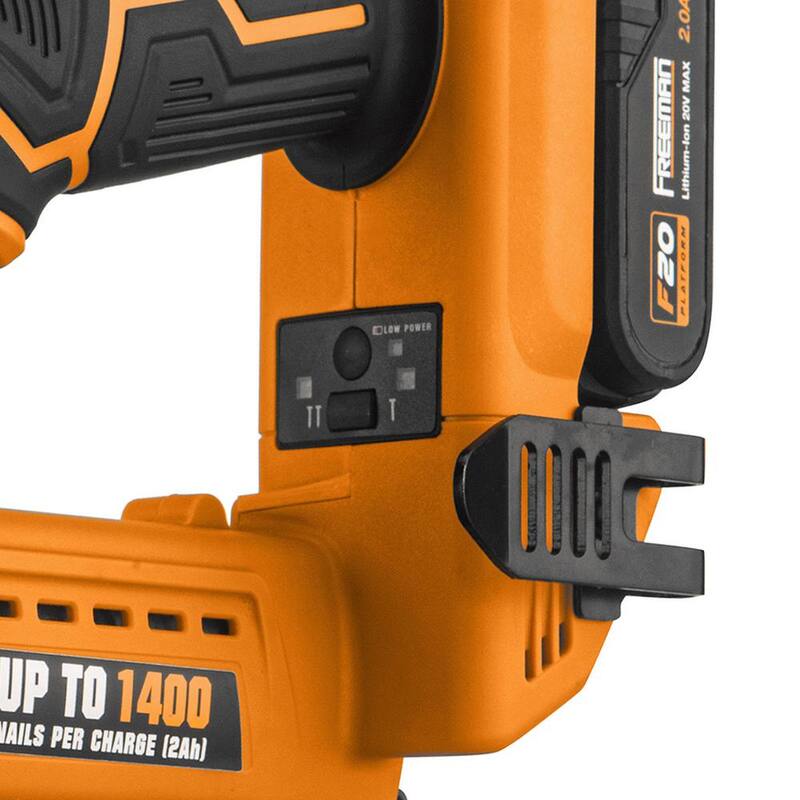 Freeman Kit Inalámbrico de Clavadora/Grampadora de 18-Gauge 2 en 1 de 20 Voltios con sujetadores (400 piezas) - 1400 disparos por carga - PE20V2118G2