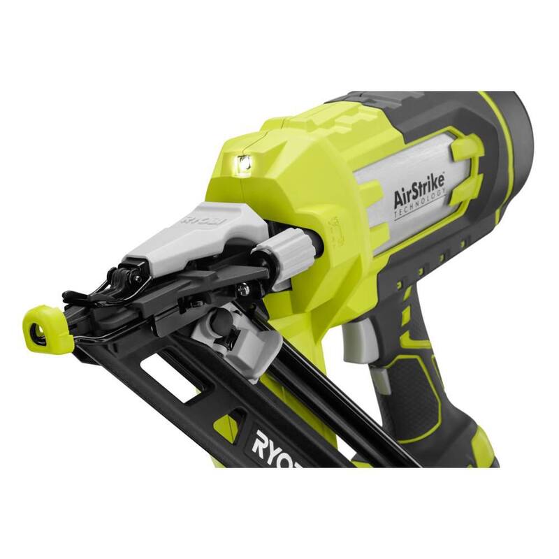 RYOBI ONE+ 18V Clavadora angular sin cable AirStrike de 15 calibres y Kit de inicio de batería compacta de 2.0 Ah y cargador - P330-PSK005