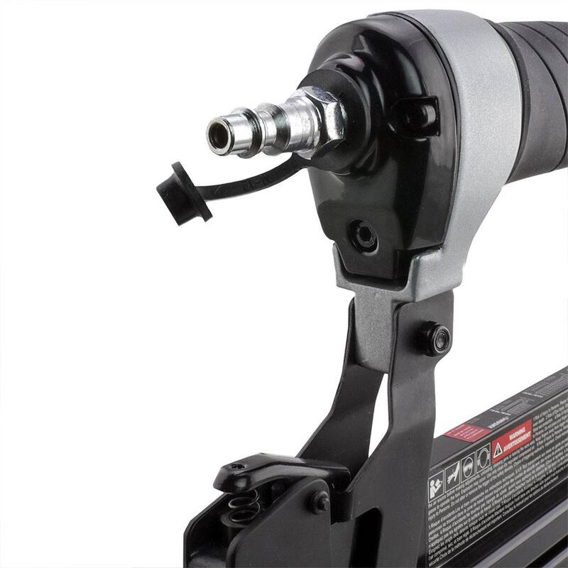 Husky Neumático 2 en 1 Clavadora de Brad de calibre 18 de 2 pulgadas y engrapadora de corona estrecha de 1/4 de pulgada con sujetadores (400 piezas) - DP2118G