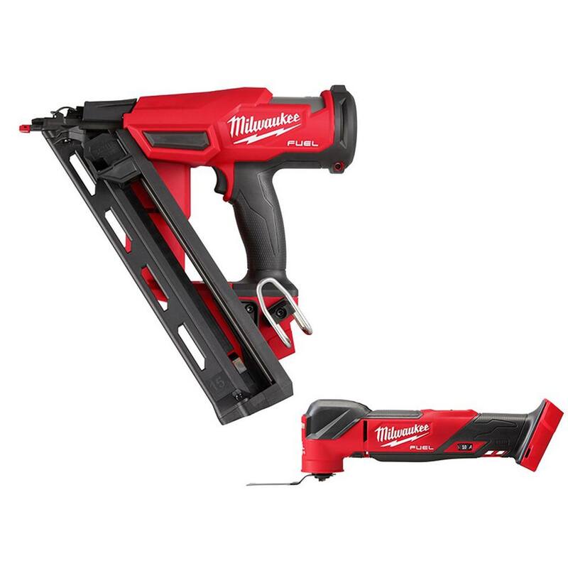 Milwaukee M18 FUEL 18-Volt Lithium-Ion Brushless Cordless Gen II 15-Gauge Angled Nailer with FUEL Brushless Multi-Tool - 2839-20-2836-20

Clavadora angular de calibre 15 Milwaukee M18 FUEL de 18 voltios con batería de iones de litio sin escobillas Gen II, junto con herramienta múltiple sin escobillas FUEL - 2839-20-2836-20.
