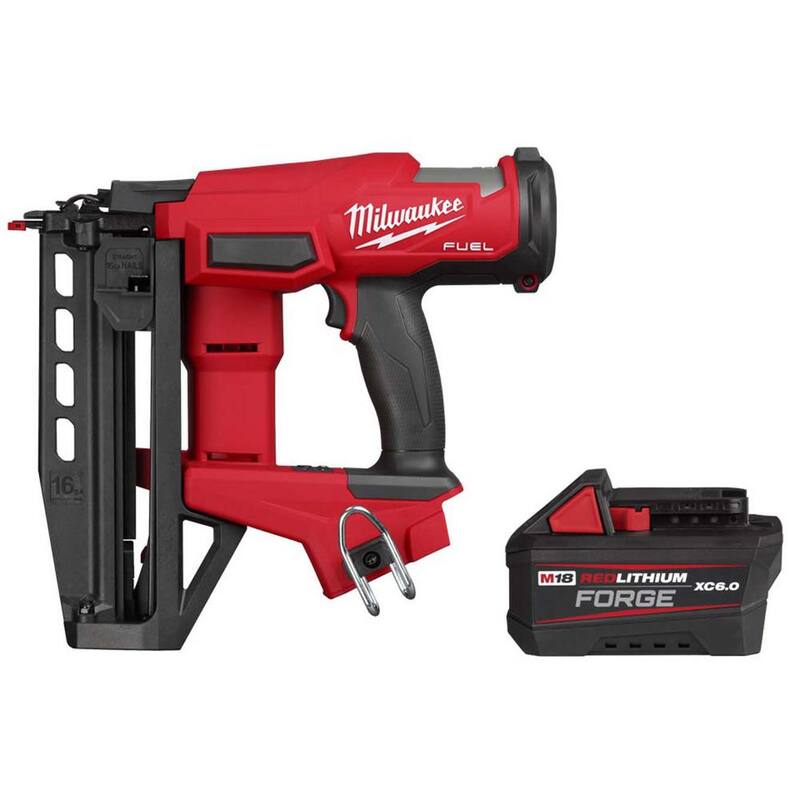 Milwaukee M18 FUEL 18V Gen ll Clavadora de acabado recto de calibre 16 y M18 18V paquete de batería de iones de litio REDLITHIUM FORGE 6.0 Ah - 3020-20–48-11-1861