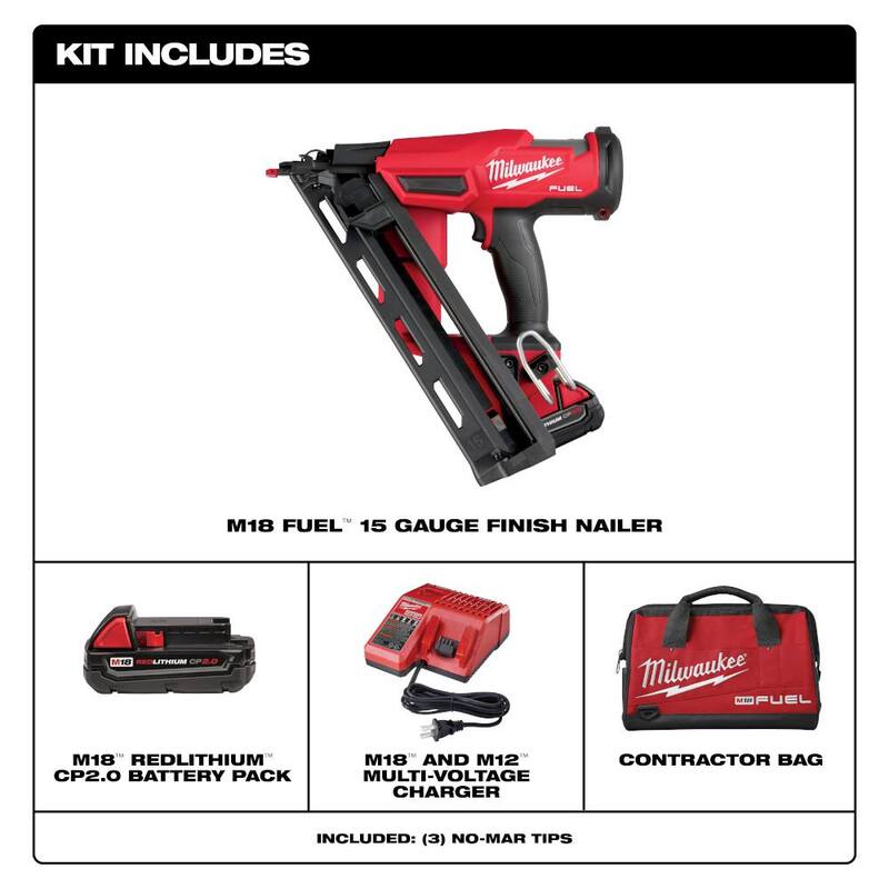 Milwaukee M18 FUEL 18-Volt Lithium-Ion Brushless Cordless Gen II 15-Gauge Angled Nailer Kit con M18 Multi-Tool - 2839-21CT-2626-20