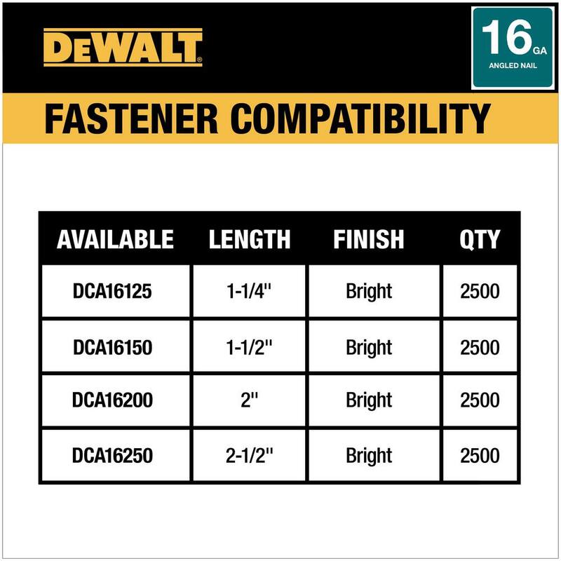 DEWALT 20V MAX XR Clavadora angular inalámbrica de acabado de calibre 16 con paquete de batería de iones de litio compacto 20V MAX 2.0Ah - DCN660BW203