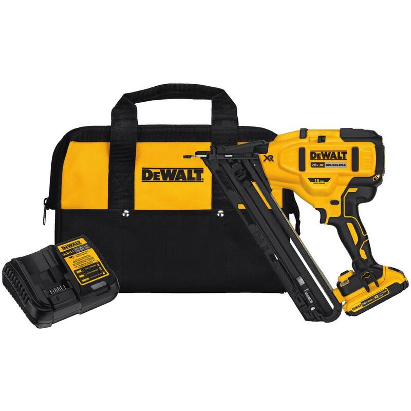 Clavadora inalámbrica DEWALT 20V MAX XR de 15 gauges con baterías de 2.0Ah, cargador y estuche - DCN650D1 con DCB203