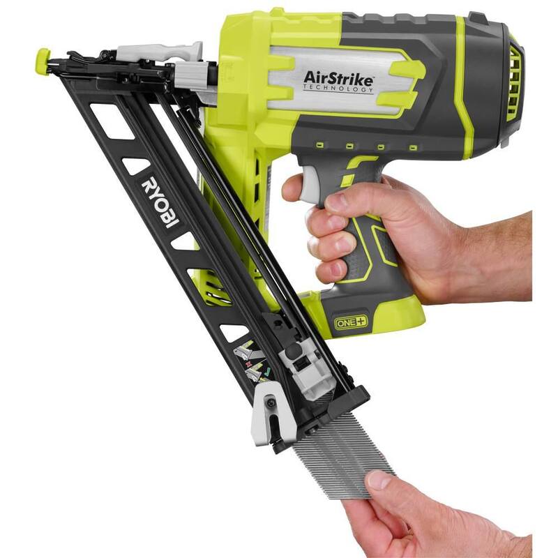 RYOBI ONE+ 18V Clavadora de acabado angulado sin cable AirStrike de calibre 15 con herramienta múltiple inalámbrica (Solo herramientas) - P330-PCL430B