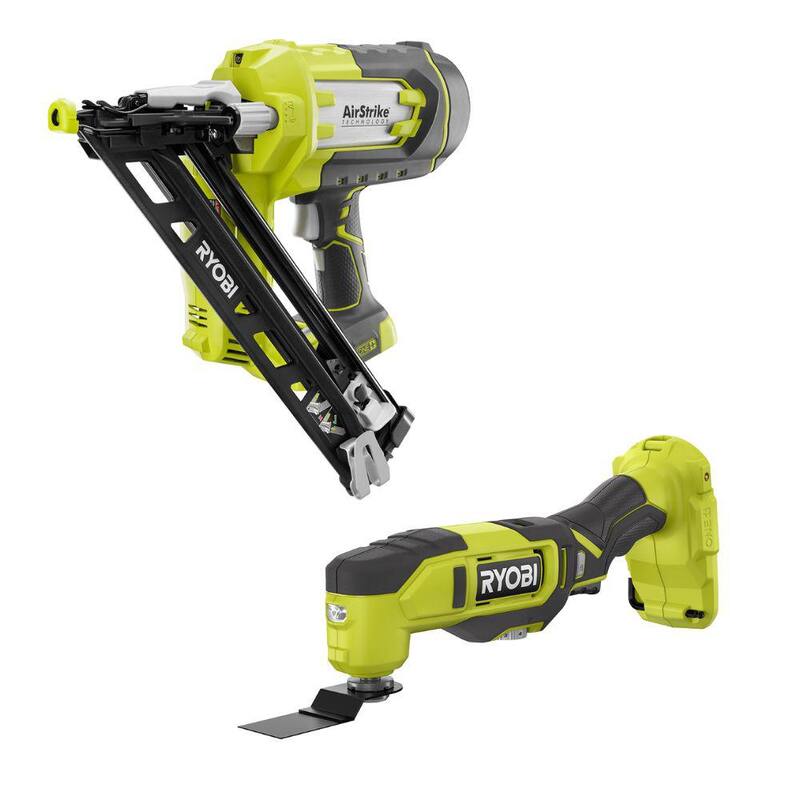 RYOBI ONE+ 18V Clavadora de acabado angulado sin cable AirStrike de calibre 15 con herramienta múltiple inalámbrica (Solo herramientas) - P330-PCL430B