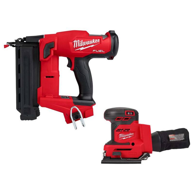 Milwaukee M18 FUEL 18-Volt Lithium-Ion Sin Cepillo Inalámbrico Gen II Clavadora de Brad de 18 pulgadas (Herramienta solamente) con Lijadora de Hoja de 1/4 de M18 - 2746-20-2649-20