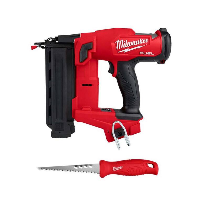 Milwaukee M18 FUEL 18-Volt Lithium-Ion Brushless Cordless Gen II 18-Gauge Brad Nailer (Solo Herramienta) con Sierra de Jabonar Rasuradora - 2746-20-48-22-0104