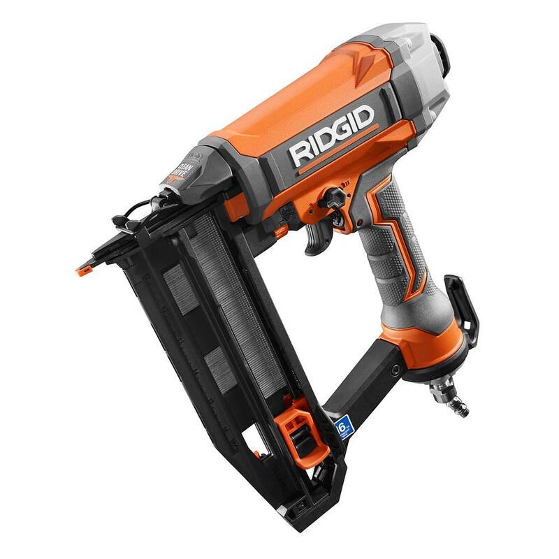 Clavadora neumática RIDGID de calibre 18 de 2-1/8 pulgadas con tecnología CLEAN DRIVE y clavadora de acabado recto - R213BNF-R250SFF