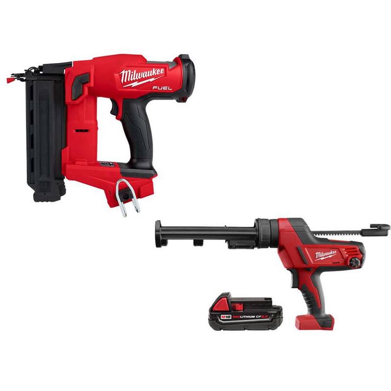 Milwaukee M18 FUEL 18-Volt Lithium-Ion Brushless Cordless Gen II 18-Gauge Brad Nailer con pistola de calafatear M18 y batería M18 CP2.0 - 2746-20-2641-20-48-11-1820
