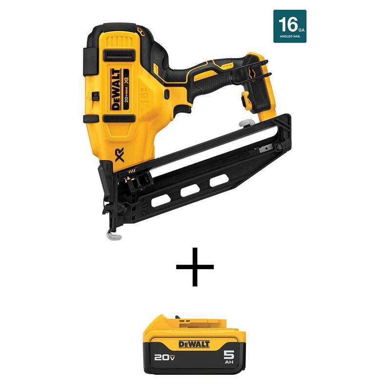 Clavadora angular sin cable DEWALT 20V MAX de 16 calibres con batería de iones de litio de 20V MAX 5.0Ah - DCN660BW205