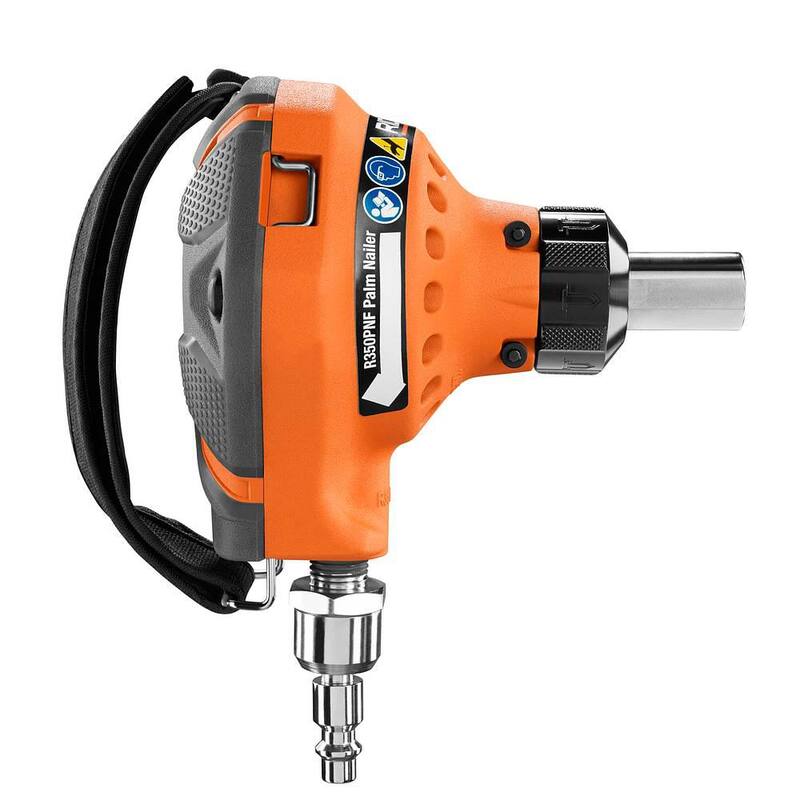 Clavadora neumática de 18 calibres RIDGID de 2-1/8 pulgadas y clavadora de palma de tamaño completo de 3-1/2 pulgadas - R213BNF-R350PNF