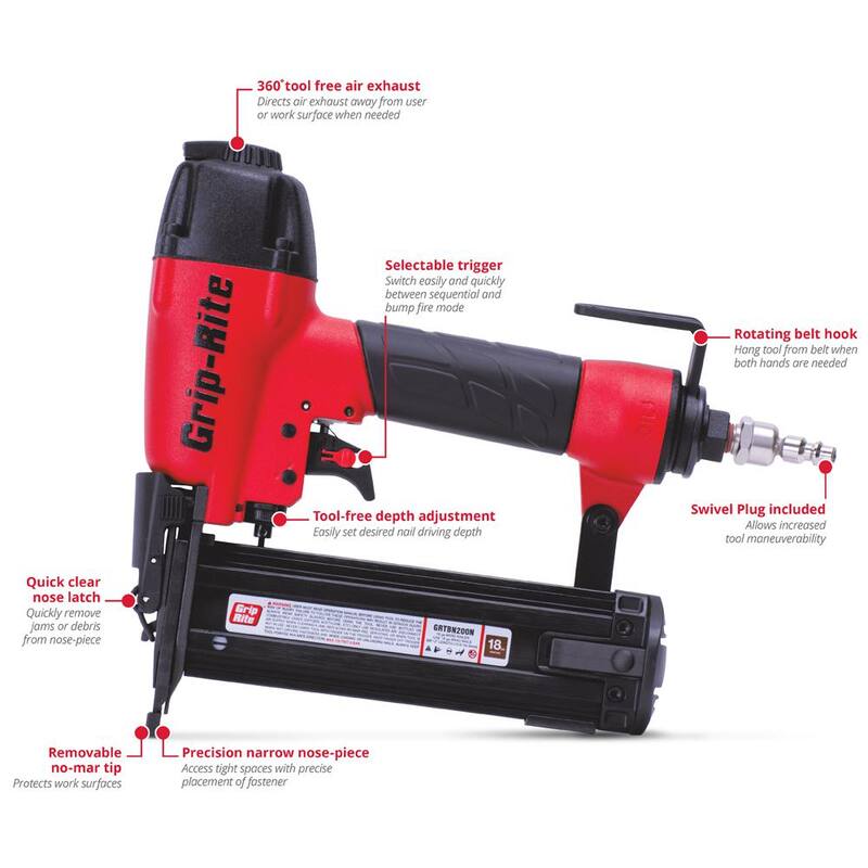 Grip-Rite 2 pulgadas Clavadora de Brads de calibre 18 - GRTBN200N