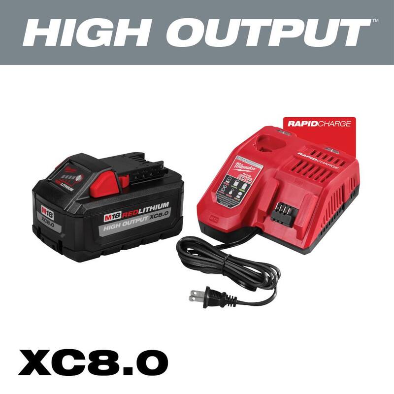 Clavadora de brads inalámbrica sin escobillas Milwaukee M18 FUEL de 18 voltios de litio-ion de 18 calibres Gen II con kit de batería M18 SURGE de 1/4 de pulgada y 8.0 Ah - 2746-20-2760-20-48-59-1880