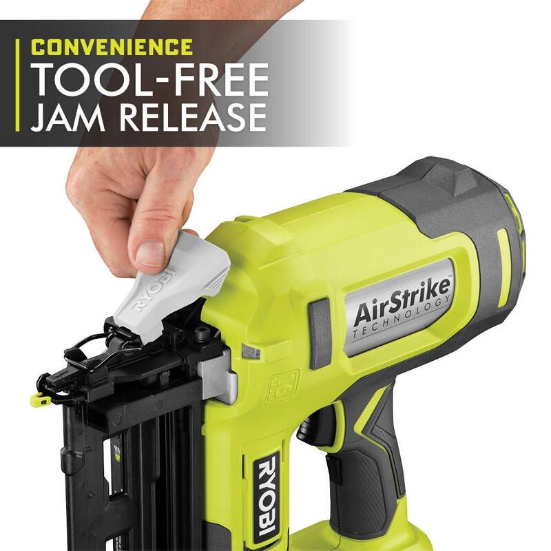 RYOBI ONE+ 18V AirStrike Clavadora inalámbrica de acabado de calibre 16 con batería de litio-ion 18V ONE+ 4.0 Ah (paquete de 2) - P326-PBP2005