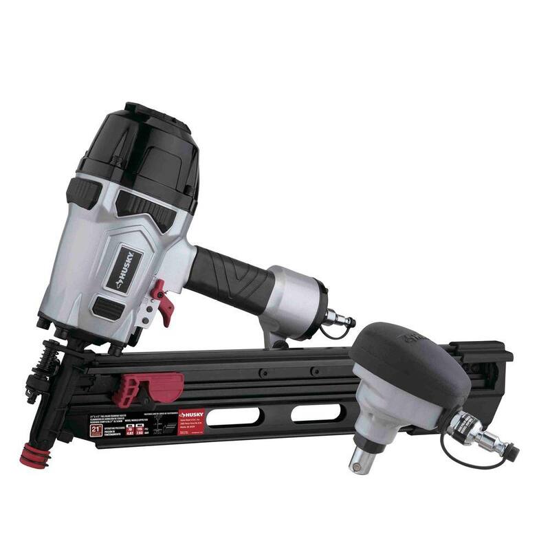 Clavadora neumática de cabezal redondo completo de 21 grados de Husky y kit de clavadora neumática mini palm con clavos - DPFRPNCB