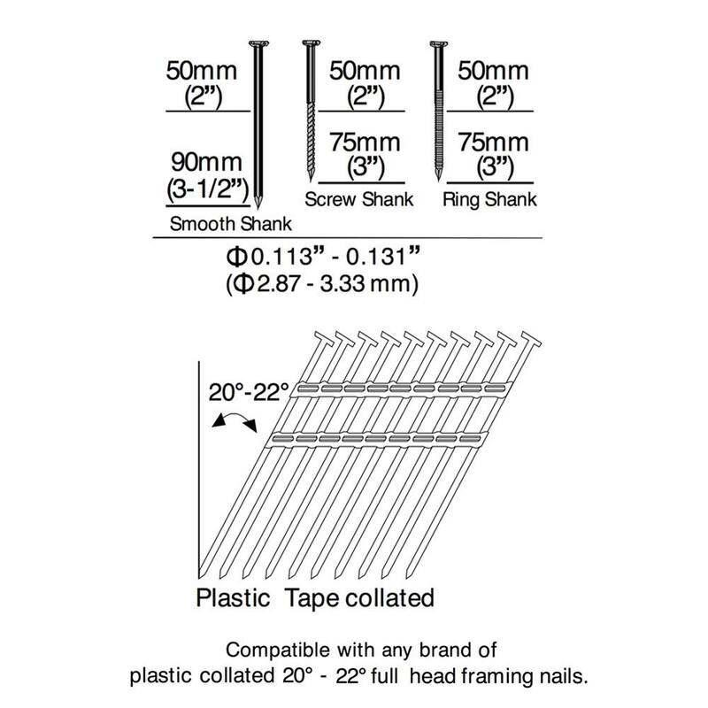 Clavadora para armazón neumática de 21 grados 3-1/2 pulgadas Estwing con gancho de cinturón metálico ajustable, conexión giratoria de 1/4 de pulgada NPT y bolsa - EFR2190.
