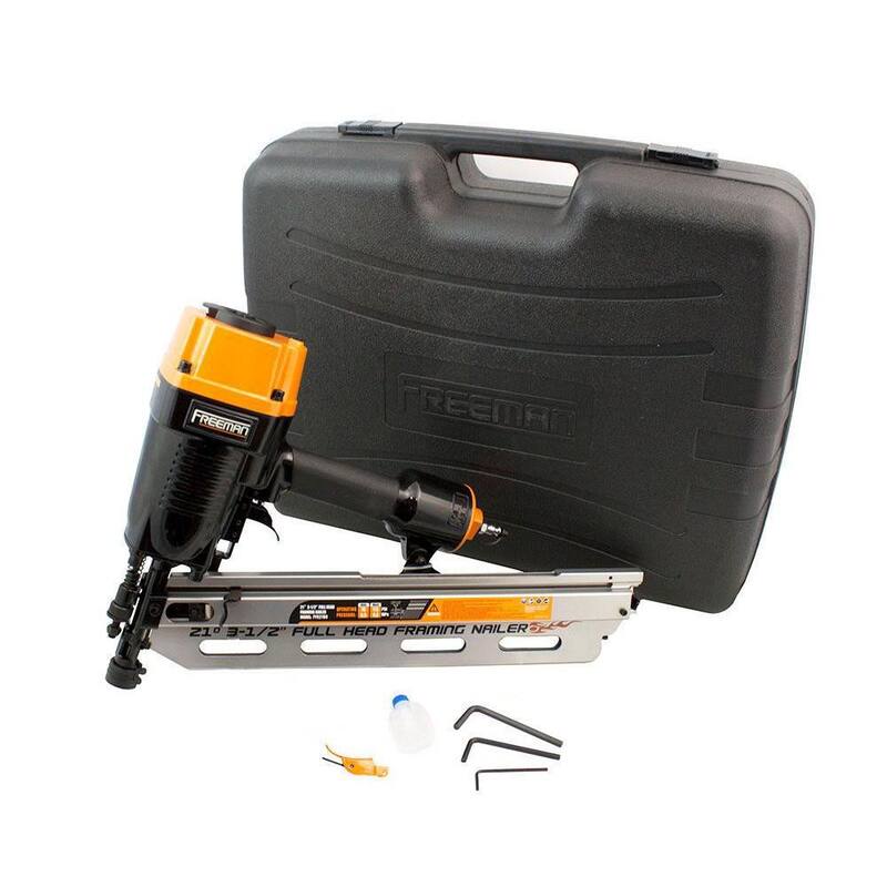 Freeman Pneumatic 3-1/2 in. 21-Degree Framing Nailer con Estuche de Almacenamiento y Kit de Pneumatic 2-1/2 in. 15-Degree Coil Siding Nailer - PFR21CN65
