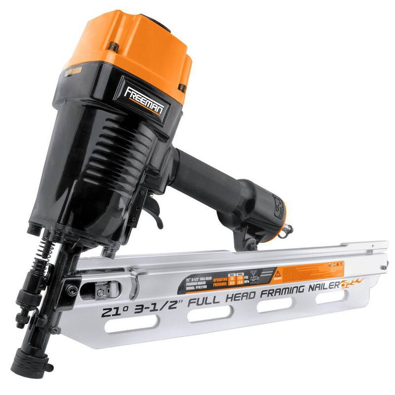 Freeman Pneumatic 3-1/2 in. 21-Degree Framing Nailer con Estuche de Almacenamiento y Kit de Pneumatic 2-1/2 in. 15-Degree Coil Siding Nailer - PFR21CN65