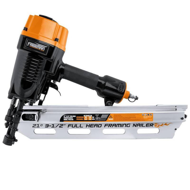 Freeman Pneumatic 3-1/2 in. 21-Degree Framing Nailer con Estuche de Almacenamiento y Kit de Pneumatic 2-1/2 in. 15-Degree Coil Siding Nailer - PFR21CN65