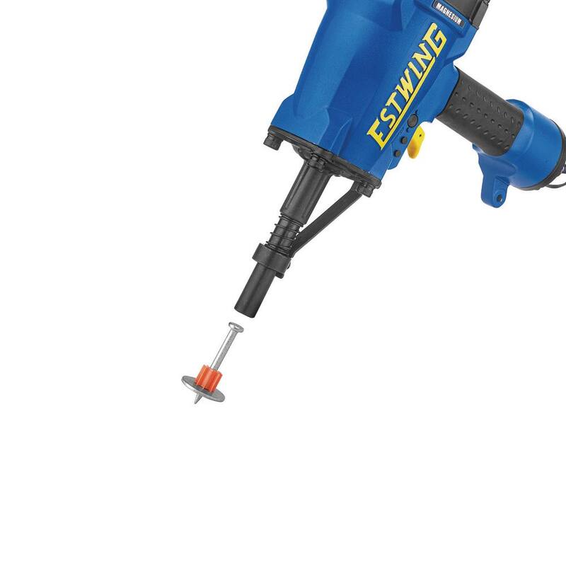 Clavadora neumática de concreto de 3 pulgadas con un solo pasador de la marca Estwing con adaptador giratorio industrial de 1/4 de pulgada NPT y bolsa - ESSCP.