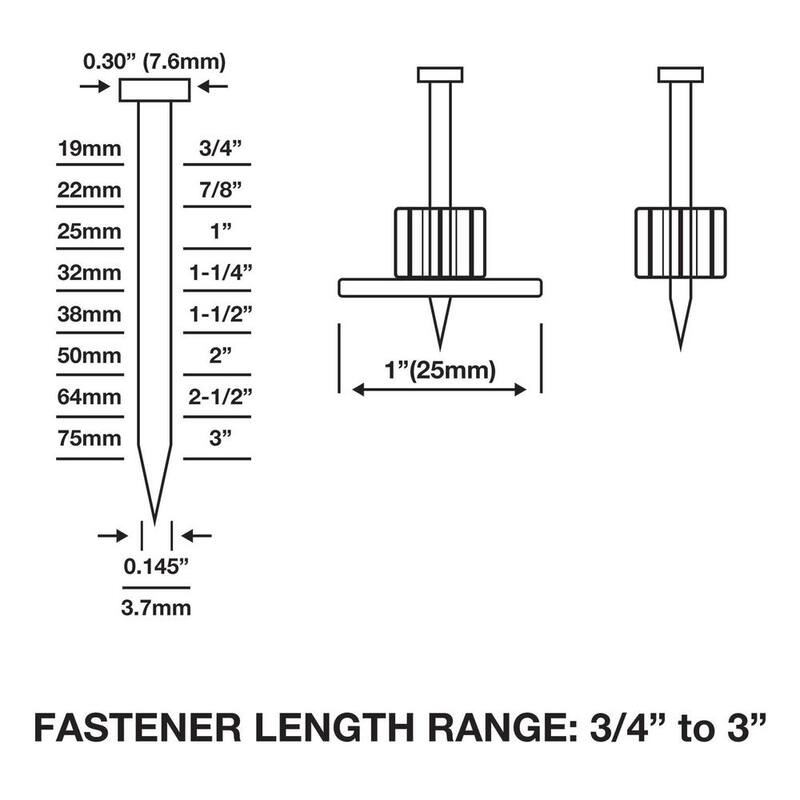 Clavadora neumática de concreto de 3 pulgadas con un solo pasador de la marca Estwing con adaptador giratorio industrial de 1/4 de pulgada NPT y bolsa - ESSCP.
