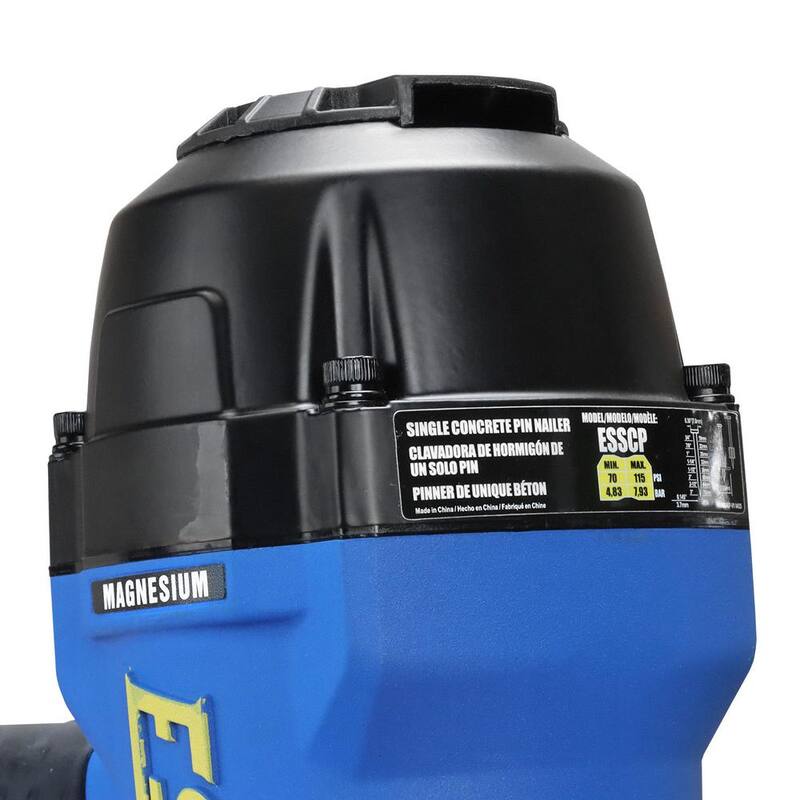 Clavadora neumática de concreto de 3 pulgadas con un solo pasador de la marca Estwing con adaptador giratorio industrial de 1/4 de pulgada NPT y bolsa - ESSCP.