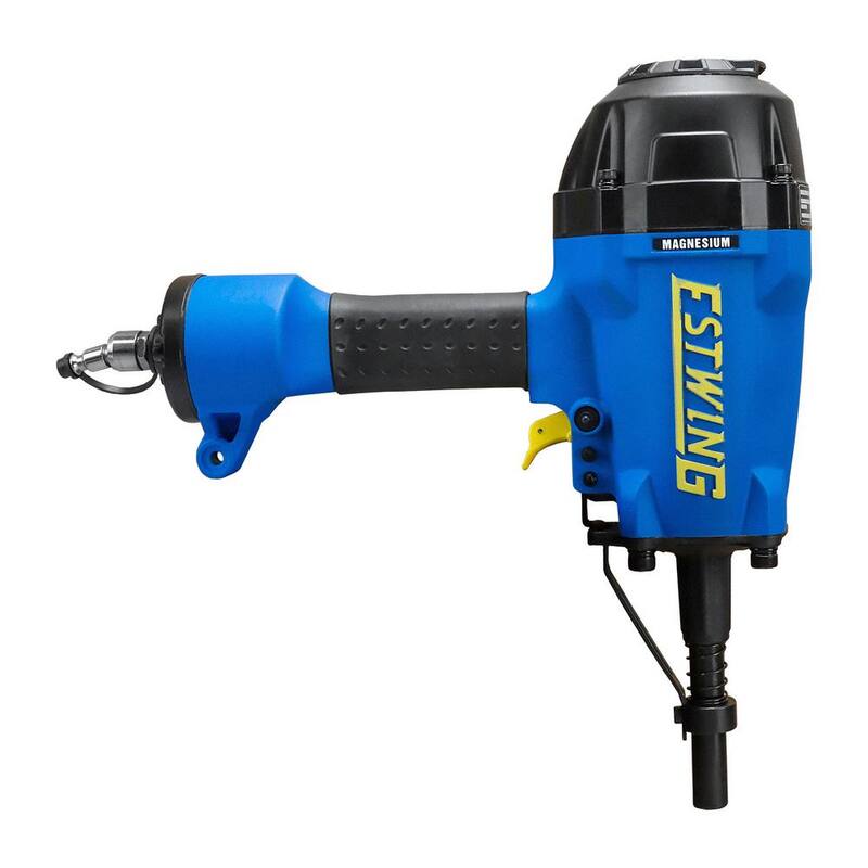 Clavadora neumática de concreto de 3 pulgadas con un solo pasador de la marca Estwing con adaptador giratorio industrial de 1/4 de pulgada NPT y bolsa - ESSCP.