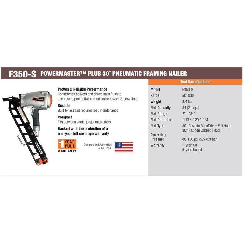 Kit combinado de clavadora neumática Paslode PowerMaster Plus de 30 grados - 9993
