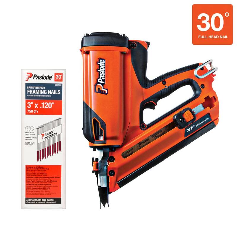 Paslode CFN325XP Batería de iones de litio 30 grados Clavadora inalámbrica combo kit incluye 750Pk Brite Clavos para marcos - 906300B