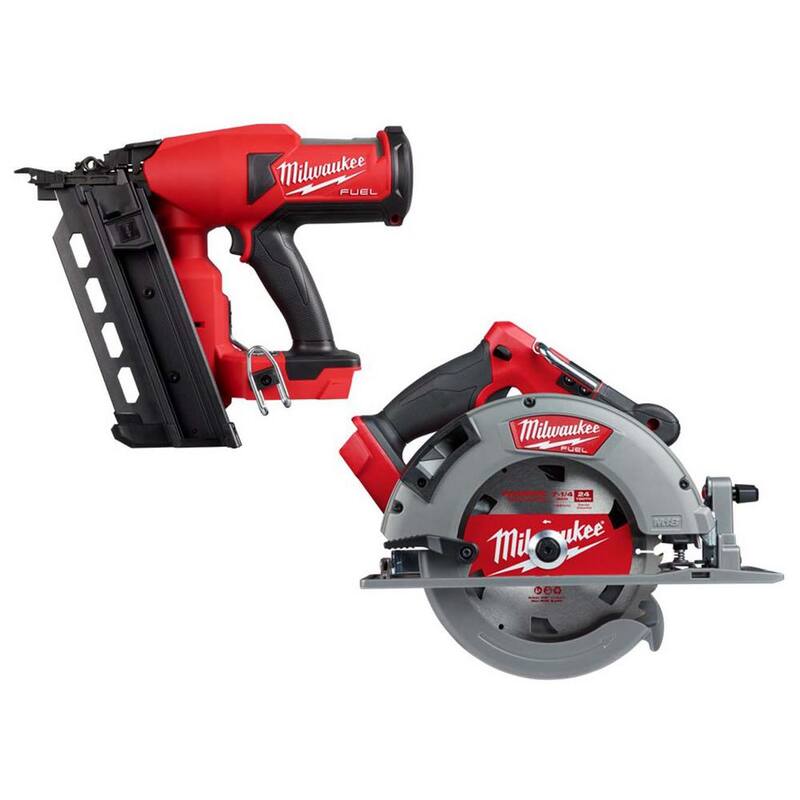 Milwaukee M18 FUEL 18-Volt Lithium-Ion Brushless Clavadora Inalámbrica Dúplex (Herramienta solamente) con Sierra Circular M18 FUEL de 7-1/4 pulgadas - 2844-20-2732-20