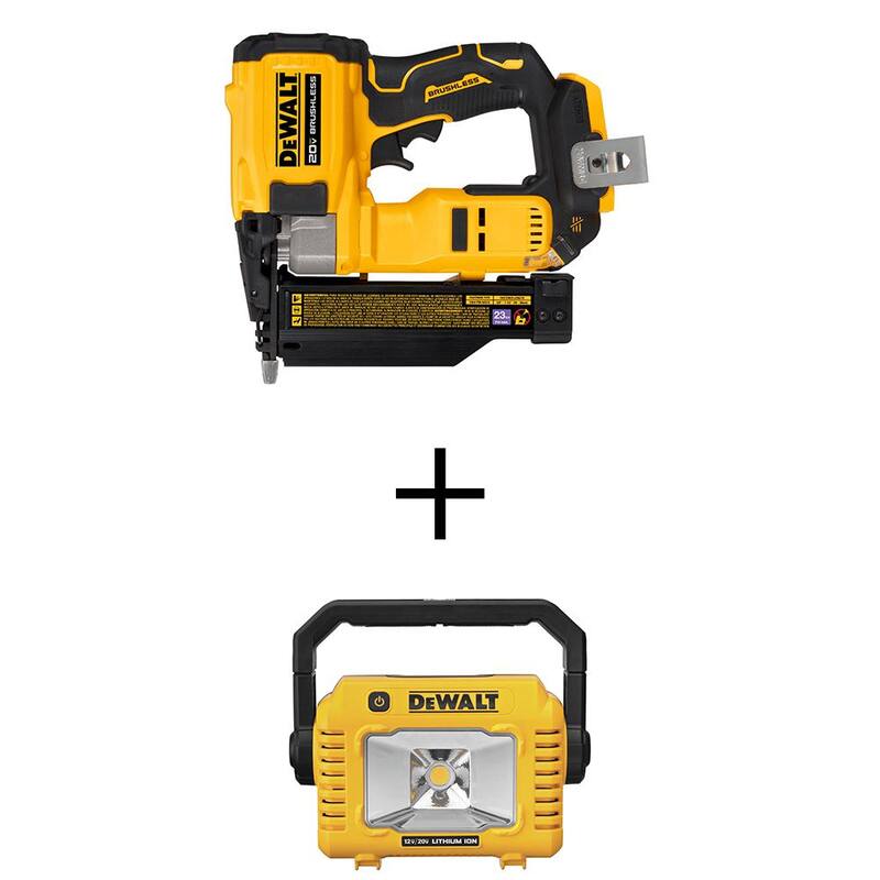 DEWALT ATÓMICO 20V MAX Clavadora de clavos calibre 23 inalámbrico de iones de litio y luz de trabajo inalámbrica compacta 20V MAX - DCN623BW077B