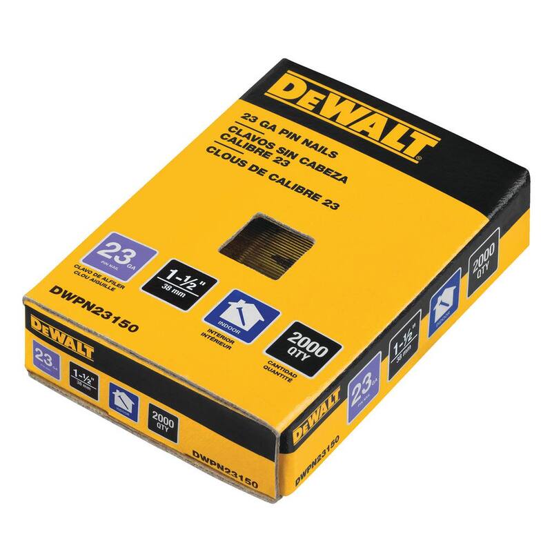DEWALT ATOMIC 20V MAX Clavadora Inalámbrica de Clavos de Calibre 23 de Iones de Litio Solo Herramienta y Clavos de Calibre 23 de 1 1/2 pulgadas - DCN623BW23150, 2000 piezas