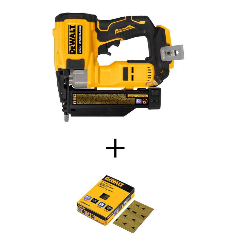DEWALT ATOMIC 20V MAX Clavadora Inalámbrica de Clavos de Calibre 23 de Iones de Litio Solo Herramienta y Clavos de Calibre 23 de 1 1/2 pulgadas - DCN623BW23150, 2000 piezas
