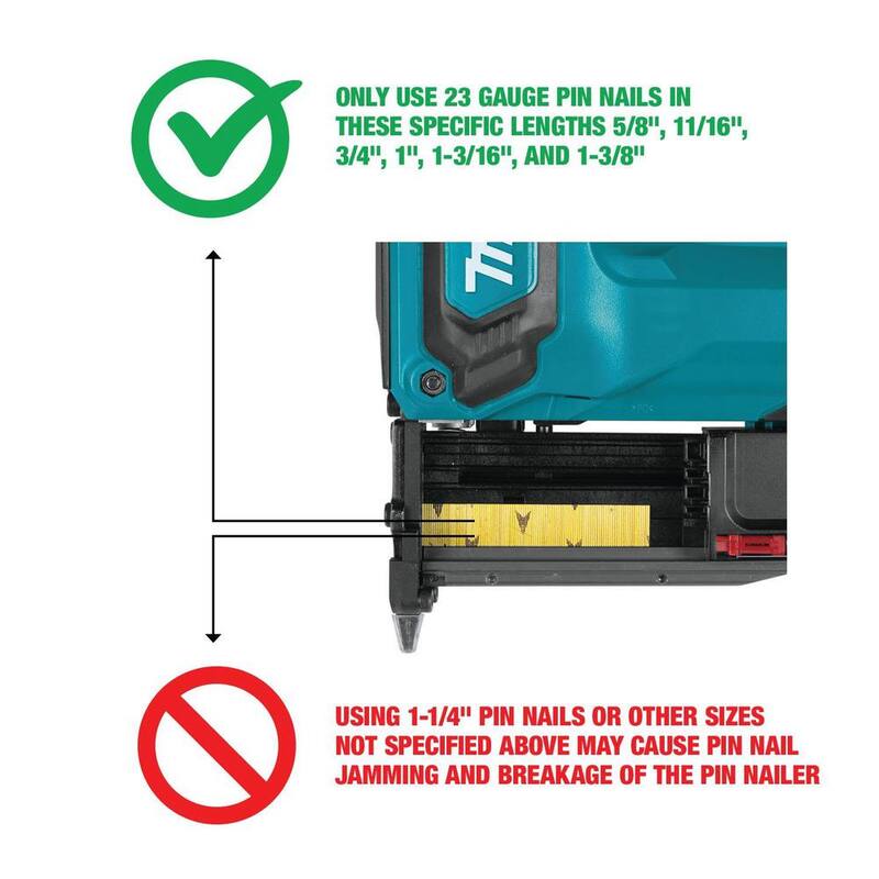 Clavadora inalámbrica de clavos de 23 galgas Makita 18V LXT de iones de litio (solo la herramienta) - XTP02Z