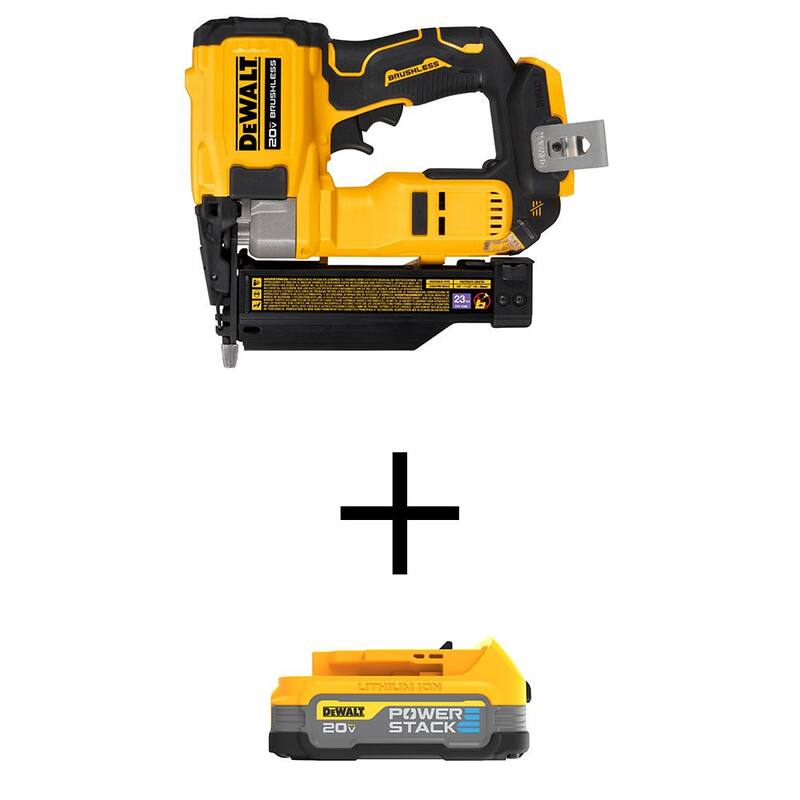 DEWALT ATOMIC 20V MAX Clavadora inalámbrica de clavos de calibre 23 con batería compacta 20V MAX POWERSTACK - DCN623BWBP034